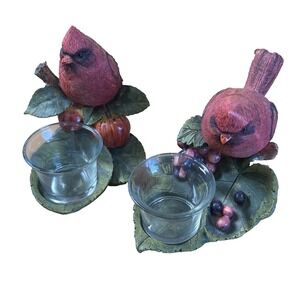 Set Of 2 Vintage Tii Collections Tealight Red Bird Candle Holders